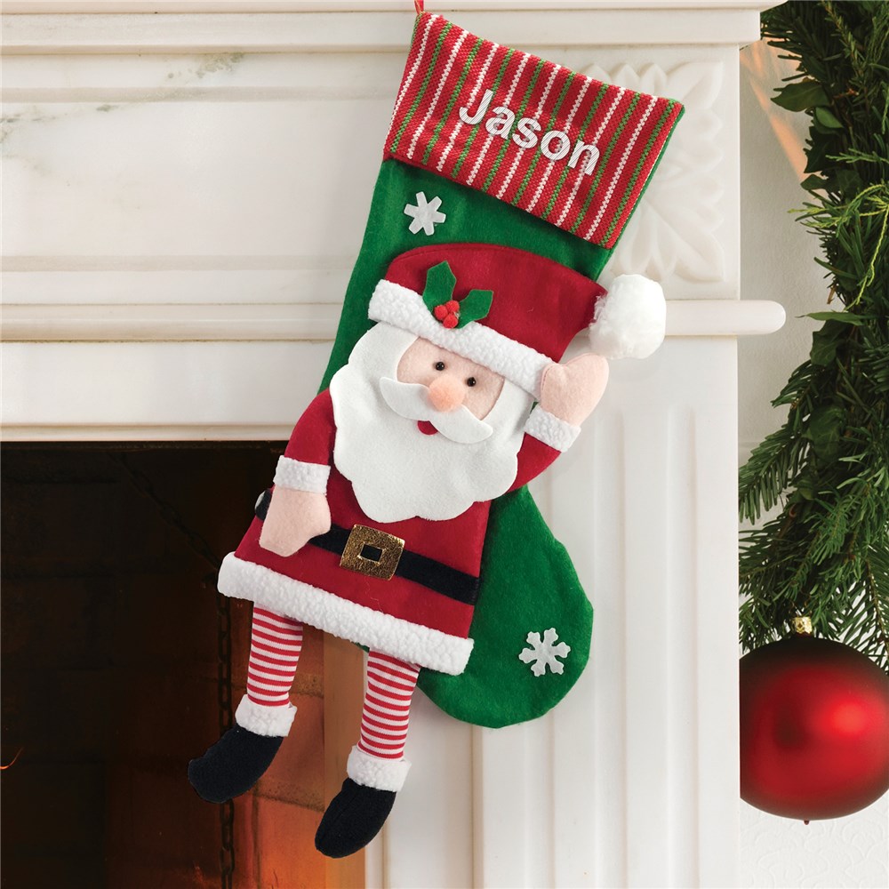 Striped 3D Character Kids Christmas Stocking