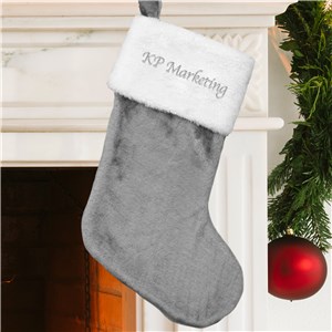 Embroidered Corporate Gray Plush Stocking