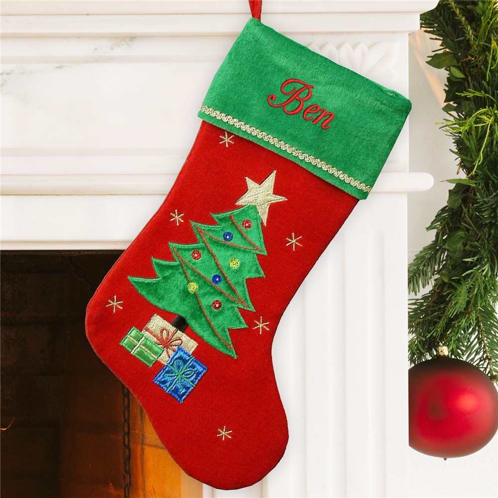 Christmas Tree Embroidered Stocking GiftsForYouNow Embroidered Christmas Stocking