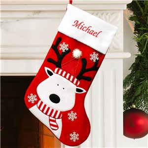 Embroidered Reindeer Christmas Stocking | Personalized Stocking