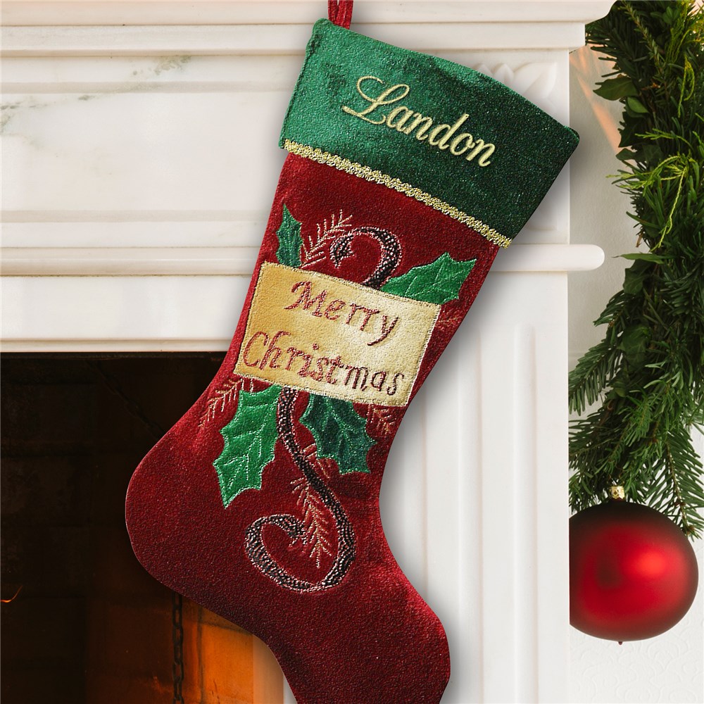 Embroidered Merry Christmas Stocking S49469