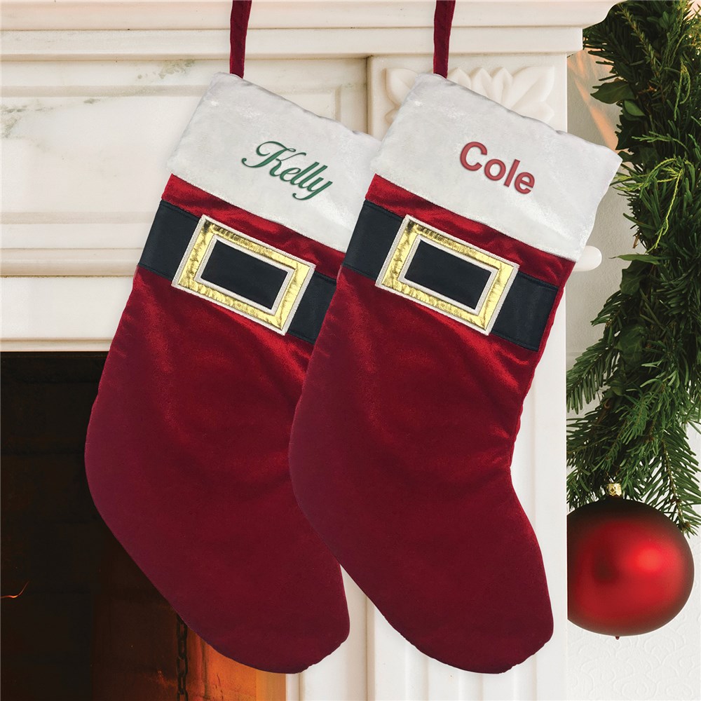 Embroidered Santa Suit Christmas Stocking