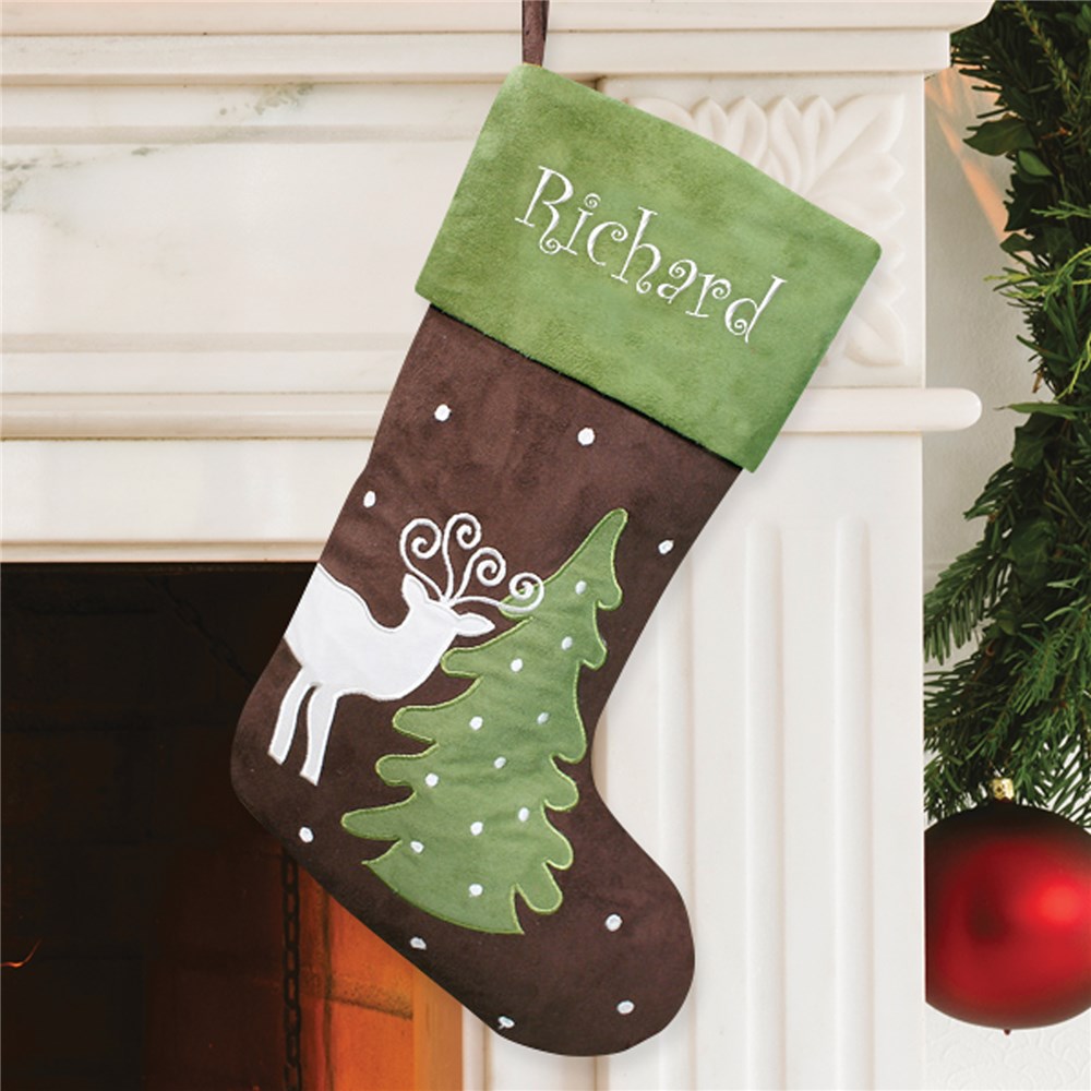 Embroidered Reindeer Stocking GiftsForYouNow