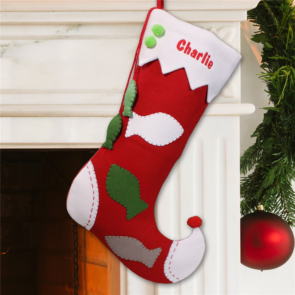 Embroidered Pet Christmas Stocking - Fish Design | Personalized Christmas Stockings