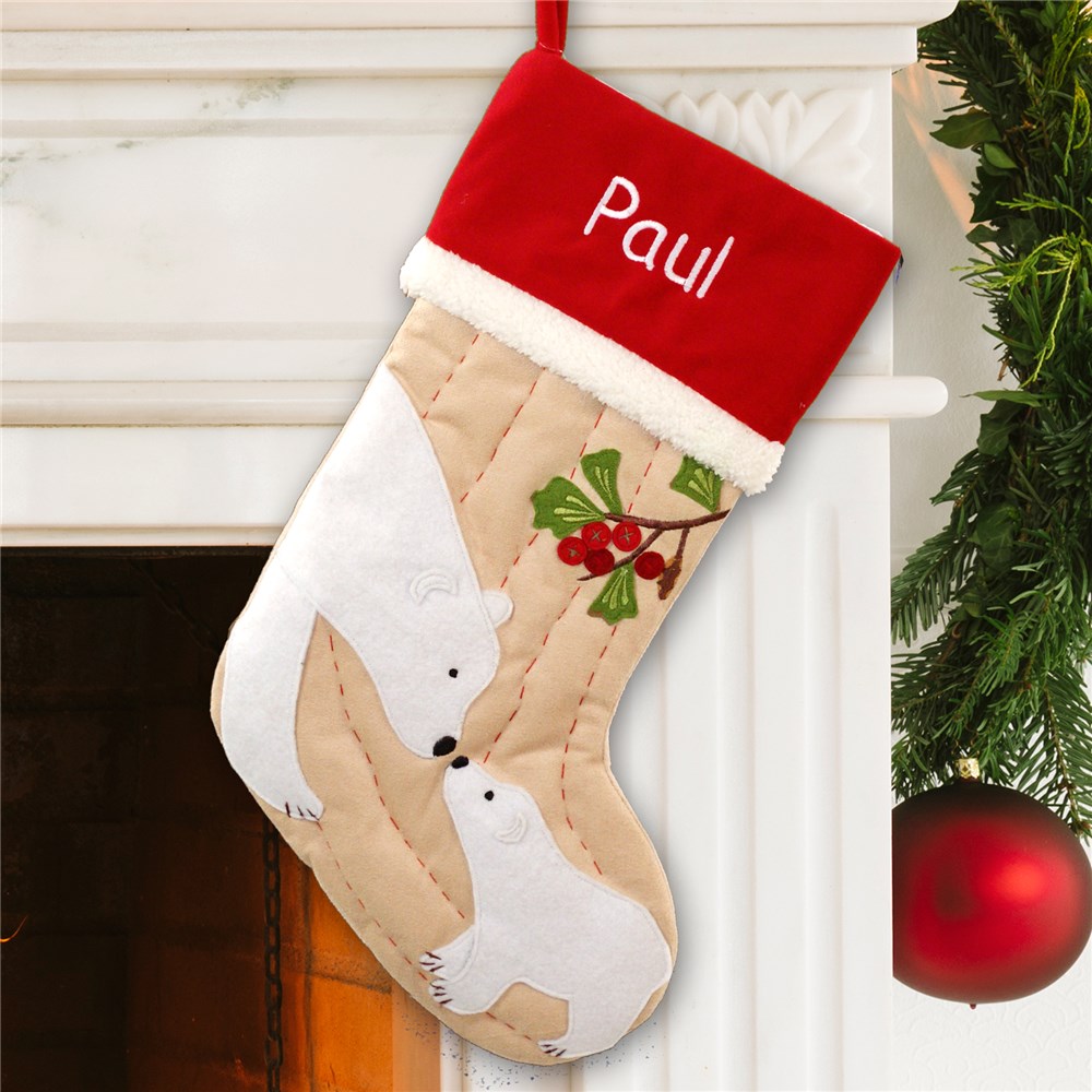 Embroidered Polar Bear Stocking GiftsForYouNow