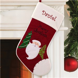 Embroidered Merry Christmas Santa Stocking | Embroidered Stockings