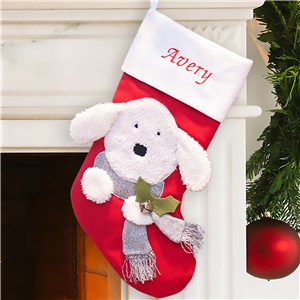 Embroidered Classic Santa and Deer Stocking S75019