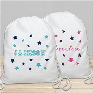 Personalized Kids' Drawstring Bag with Stars Design