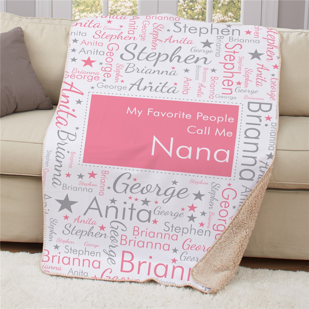 Personalized Favorite People Call Me Word-Art Sherpa Throw | Personalized Gifts for Mom