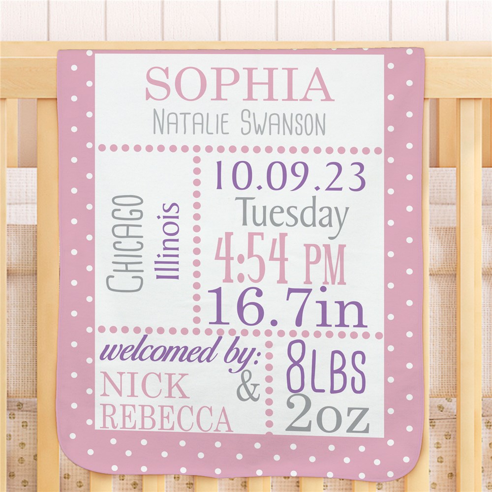 Personalized Birth Announcement Baby Blanket | Unique Baby Shower Gifts