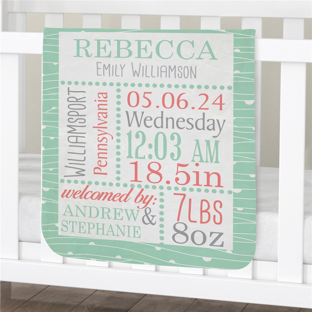 Personalized Birth Announcement Baby Blanket | Unique Baby Shower Gifts