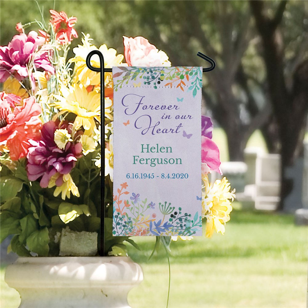 Personalized Forever In Our Hearts Floral Mini Garden Flag