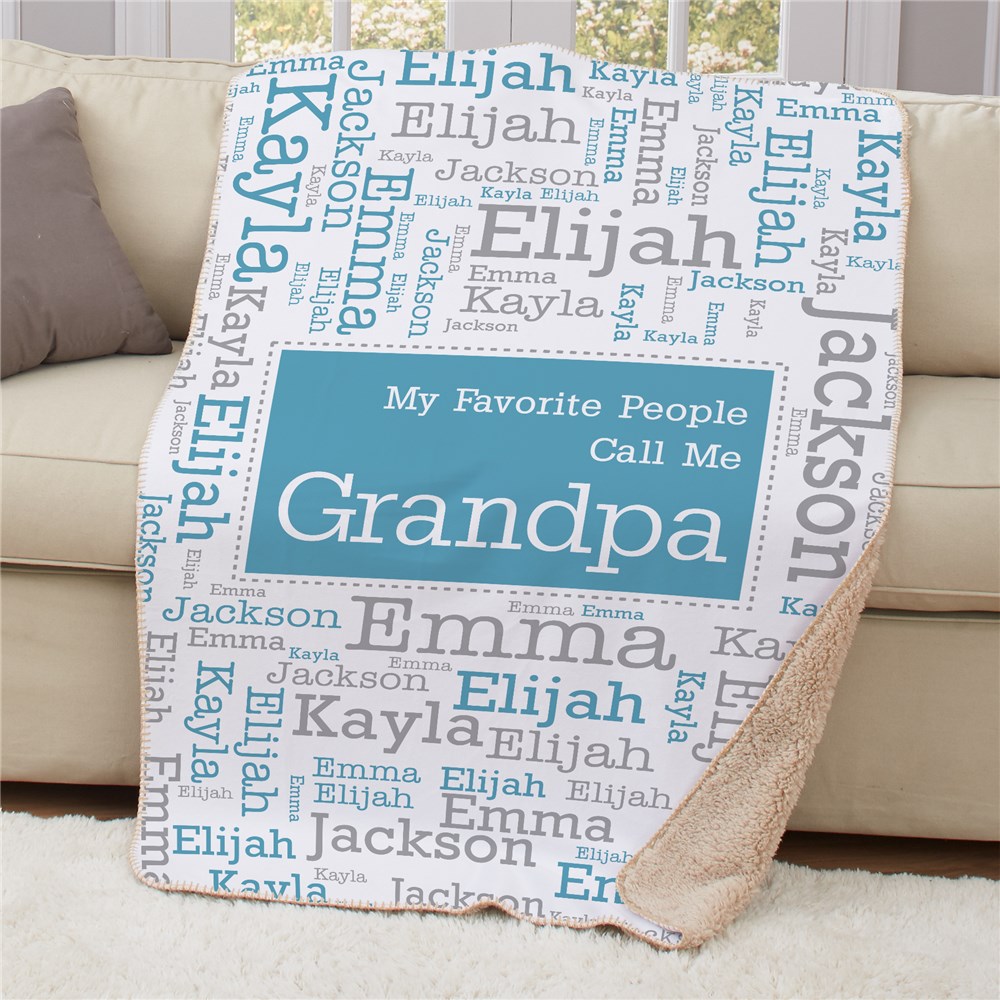 Personalized Favorite People Word-Art Sherpa Throw | Personalized Dad Gifts