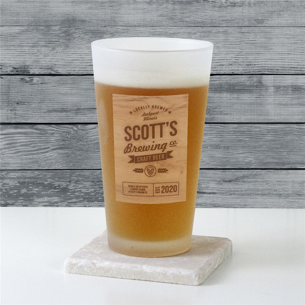 Personalized Brewing Company Frosted Pint Glass | Personalized Brewing Pint