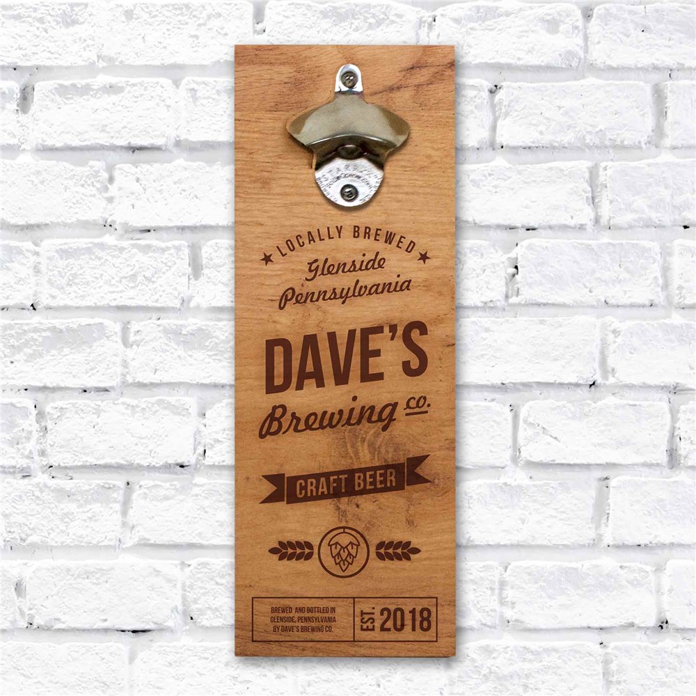 Personalized Brewing Co. Wall Bottle Opener | Gift For Him