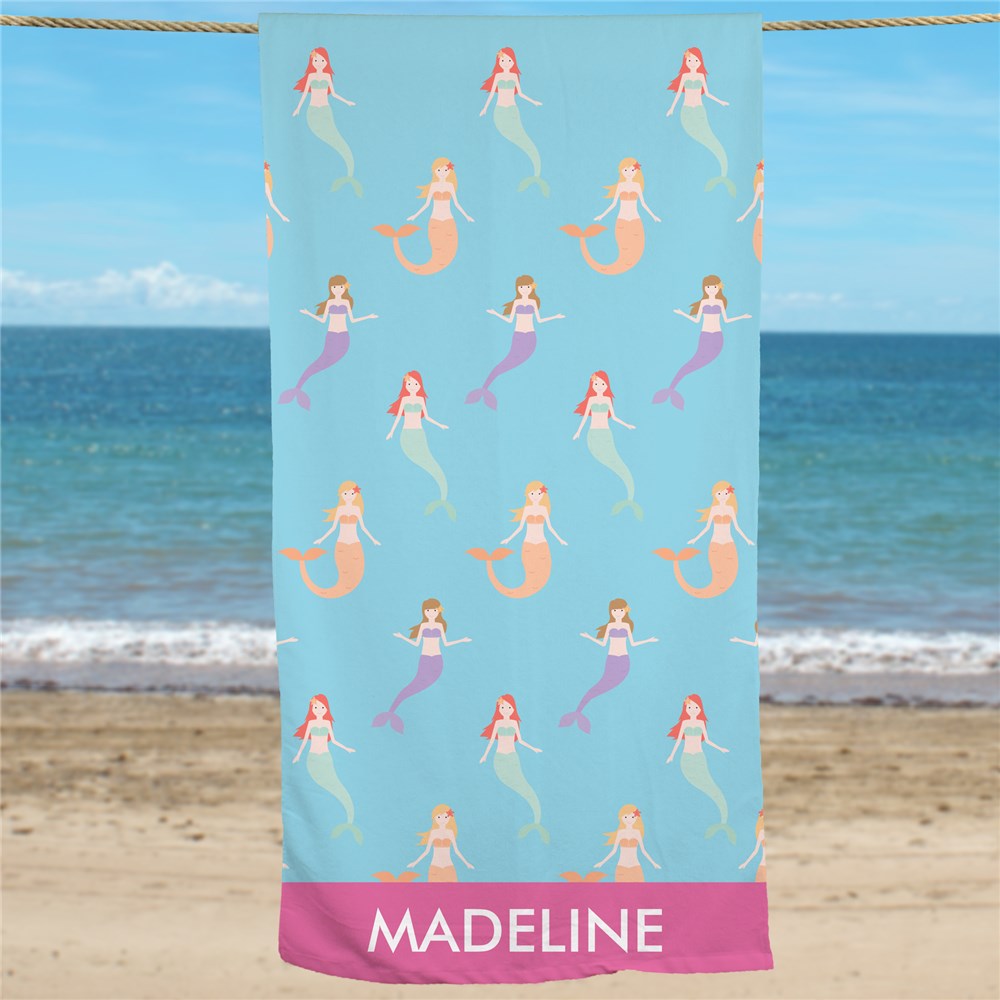 Personalized Mermaids Beach Towel