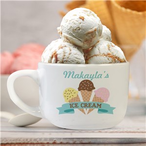Personalized Ice Cream Cone Bowl with Handle U1046323T