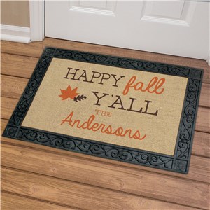 Happy Fall Y'all Doormat | Personalized Doormat