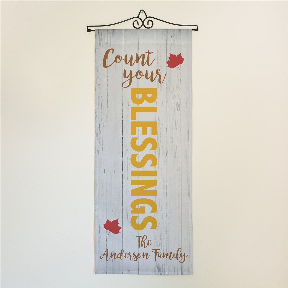 Personalized Count Your Blessings Door Flag | Personalized Fall Decorations