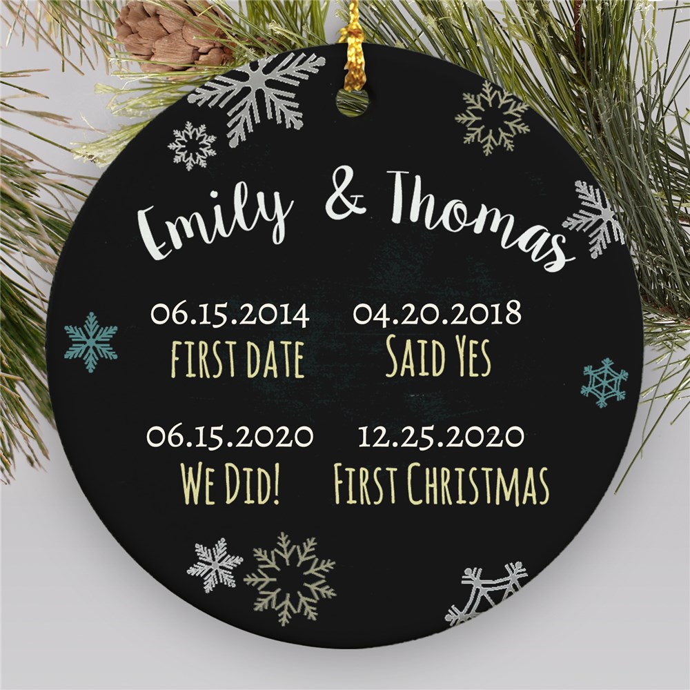 Personanlized Couple's Dates Ceramic Christmas Ornament