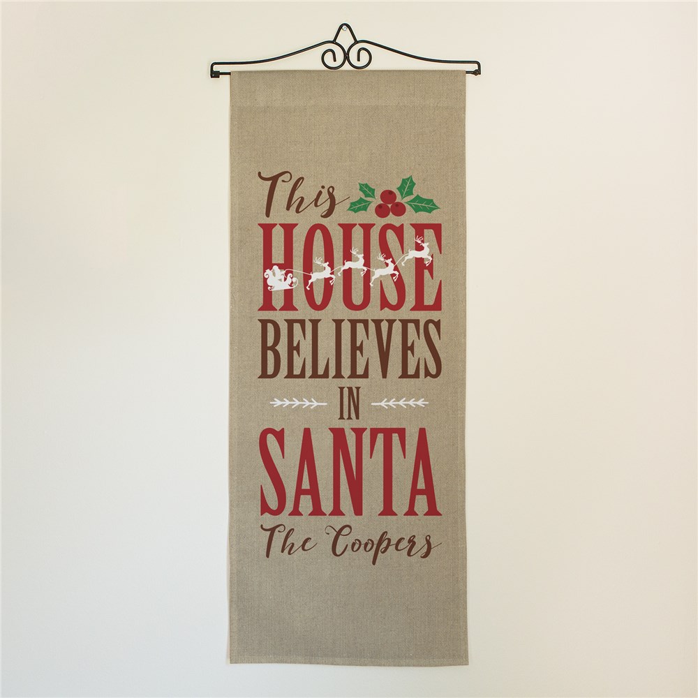 Personalized This House Believes In Santa Wall Hanging