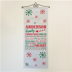 Personalized Christmas Family Rules Wall Hanging