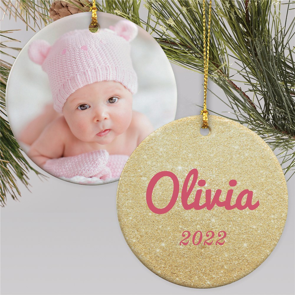 Personalized Glitter Name Photo Ornament GiftsForYouNow