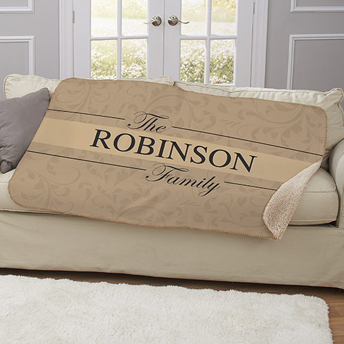 Personalized Family Name Sherpa Blanket | Housewarming Gifts