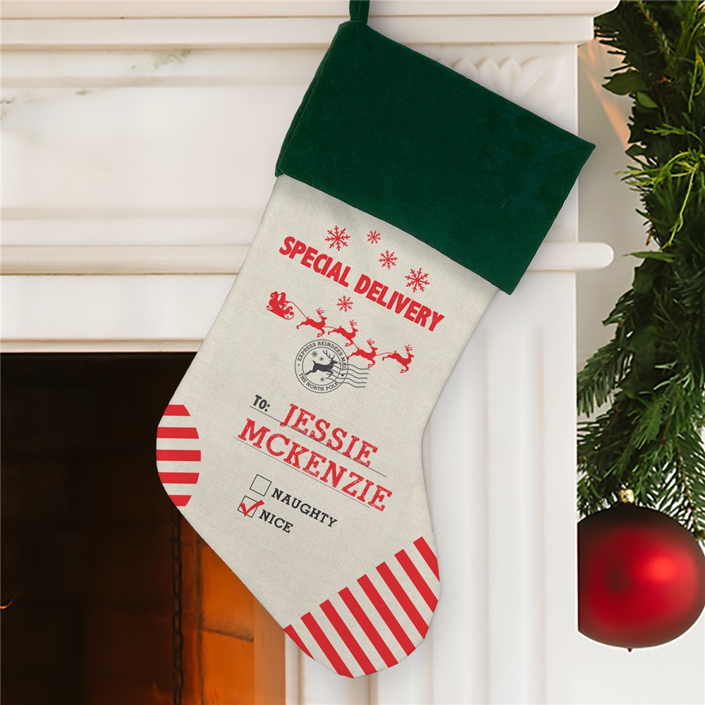 Personalized Special Delivery Stocking | Unique Christmas Stockings