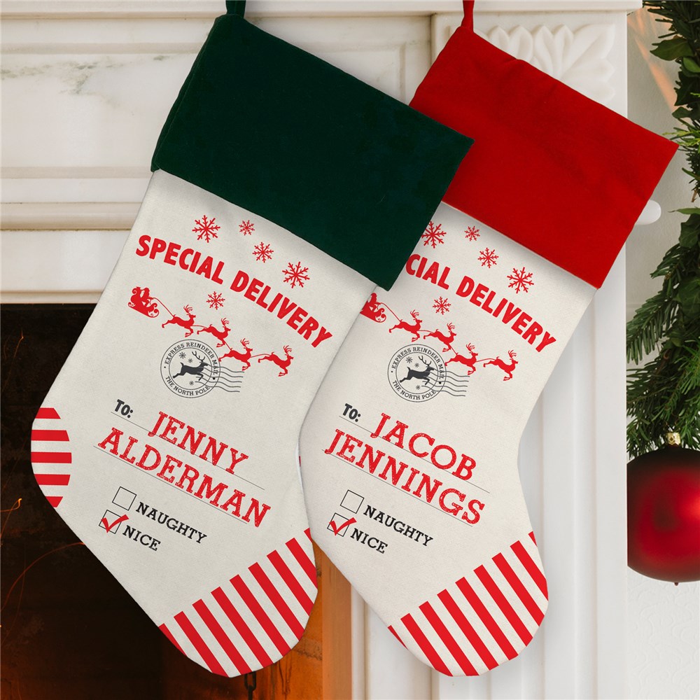 Personalized Special Delivery Stocking | Unique Christmas Stockings