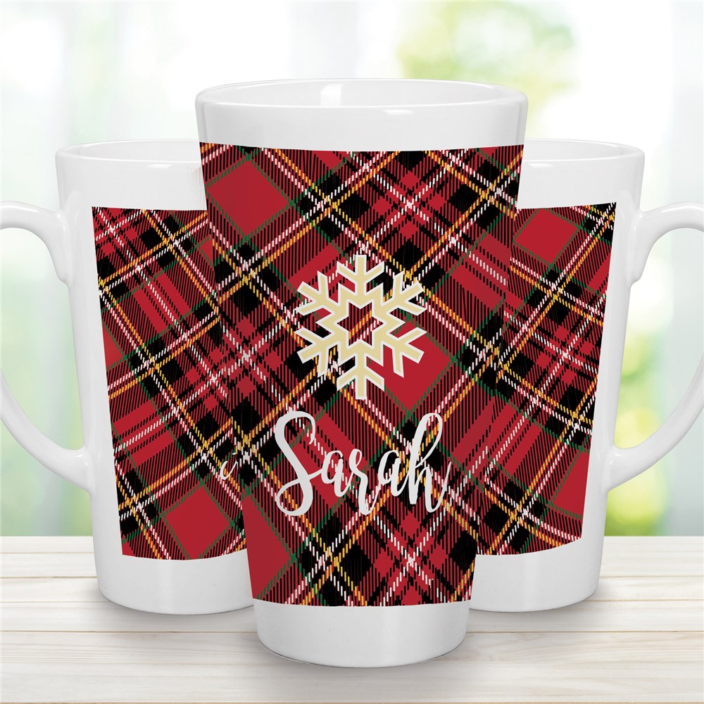 Personalized Plaid Icon Latte Mug | Personalized Christmas Mugs
