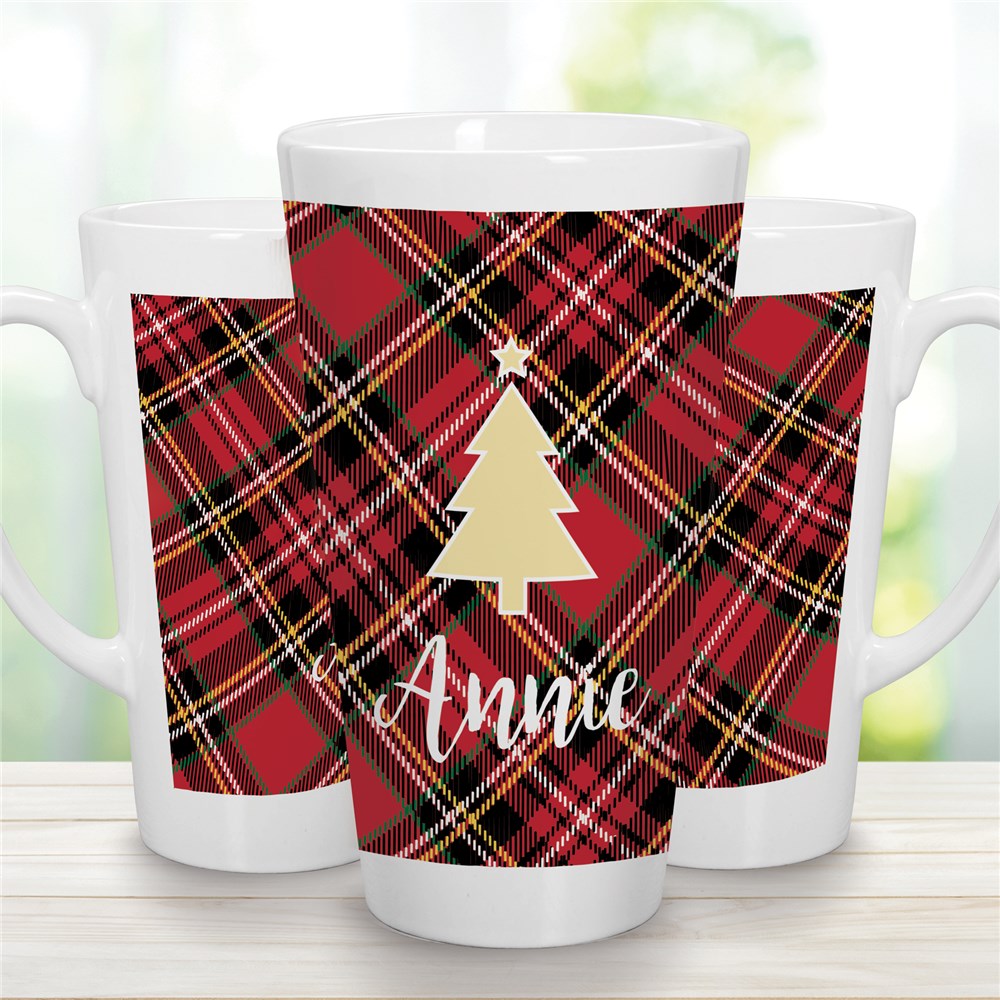 Personalized Plaid Icon Latte Mug | Personalized Christmas Mugs