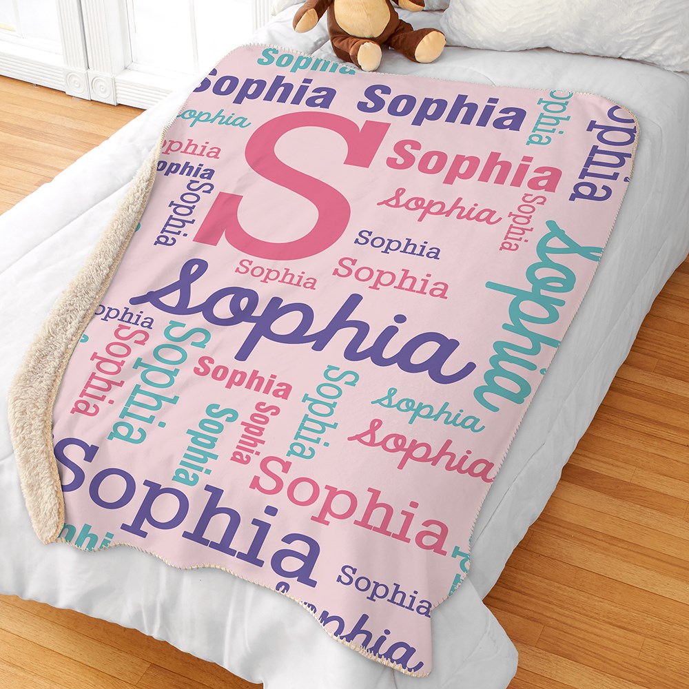 Pink Word-Art Sherpa | Personalized Baby Gifts