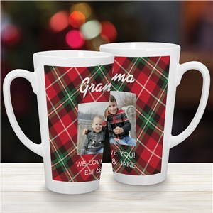 Personalized Plaid Photo Latte Mug | Personalized Christmas Mugs