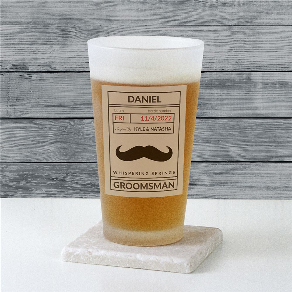 Personalized Groomsmen Frosted Pint Glass | Engraved Glasses