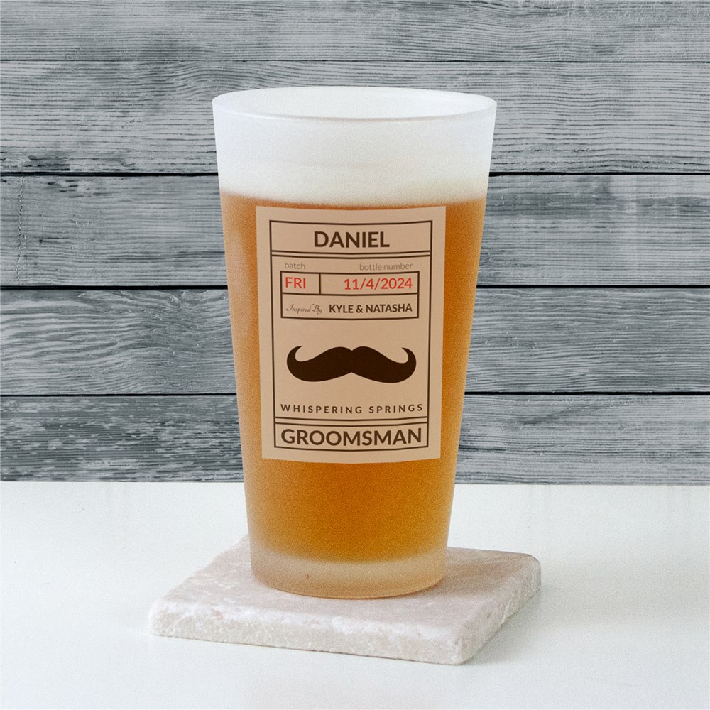 Personalized Groomsmen Frosted Pint Glass | Engraved Glasses
