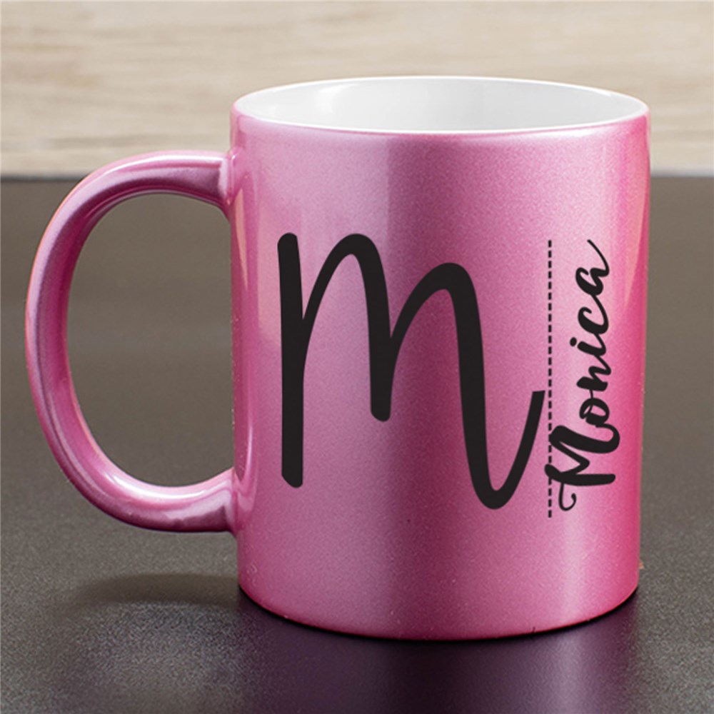 Personalized Any Name & Initial Metallic Mug | Customizable Coffee Mugs