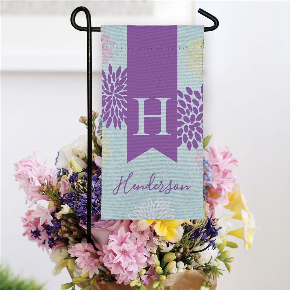 Personalized Floral Mini Garden Flag with Initial