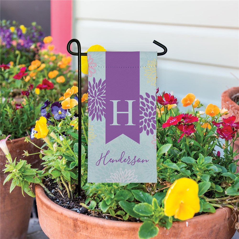 Personalized Floral Mini Garden Flag with Initial