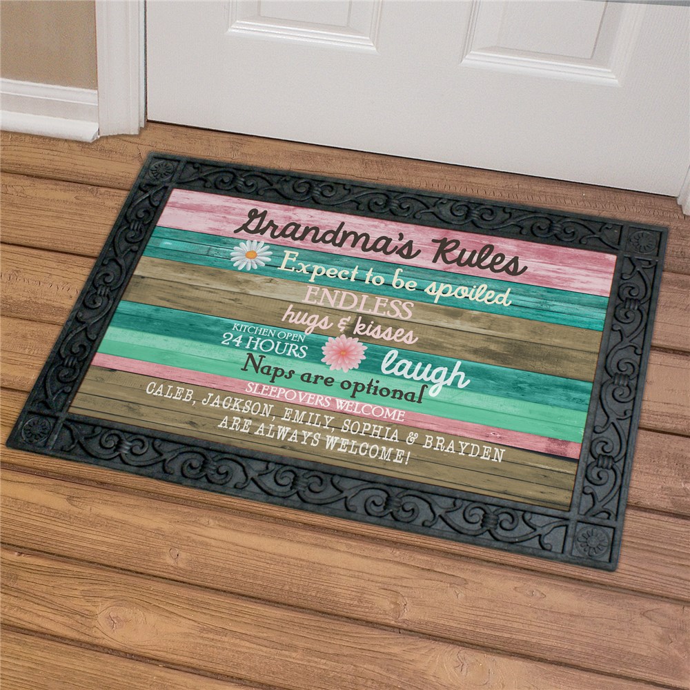 Personalized Grandmas Rules Doormat | Personalized Doormat