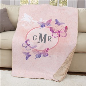 Monogrammed Butterflies Sherpa Throw | Mother's Day Gifts