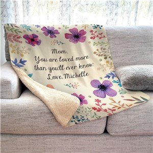 Personalized Floral Sherpa Throw | Mother's Day Gifts