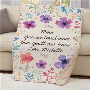 Personalized Floral Sherpa Throw | Mother's Day Gifts