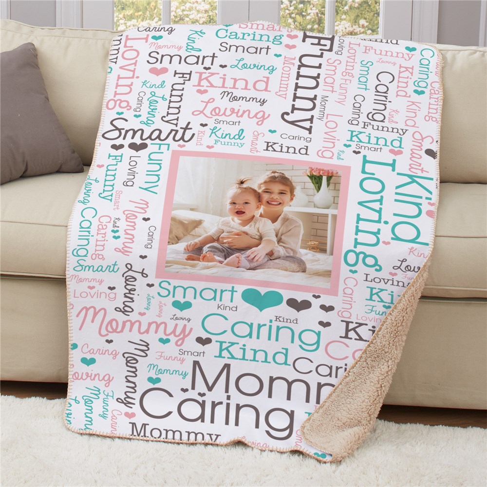 mom word-art photo blanket