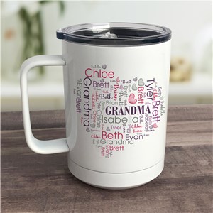 Personalized Heart Word Art Mug with Lid