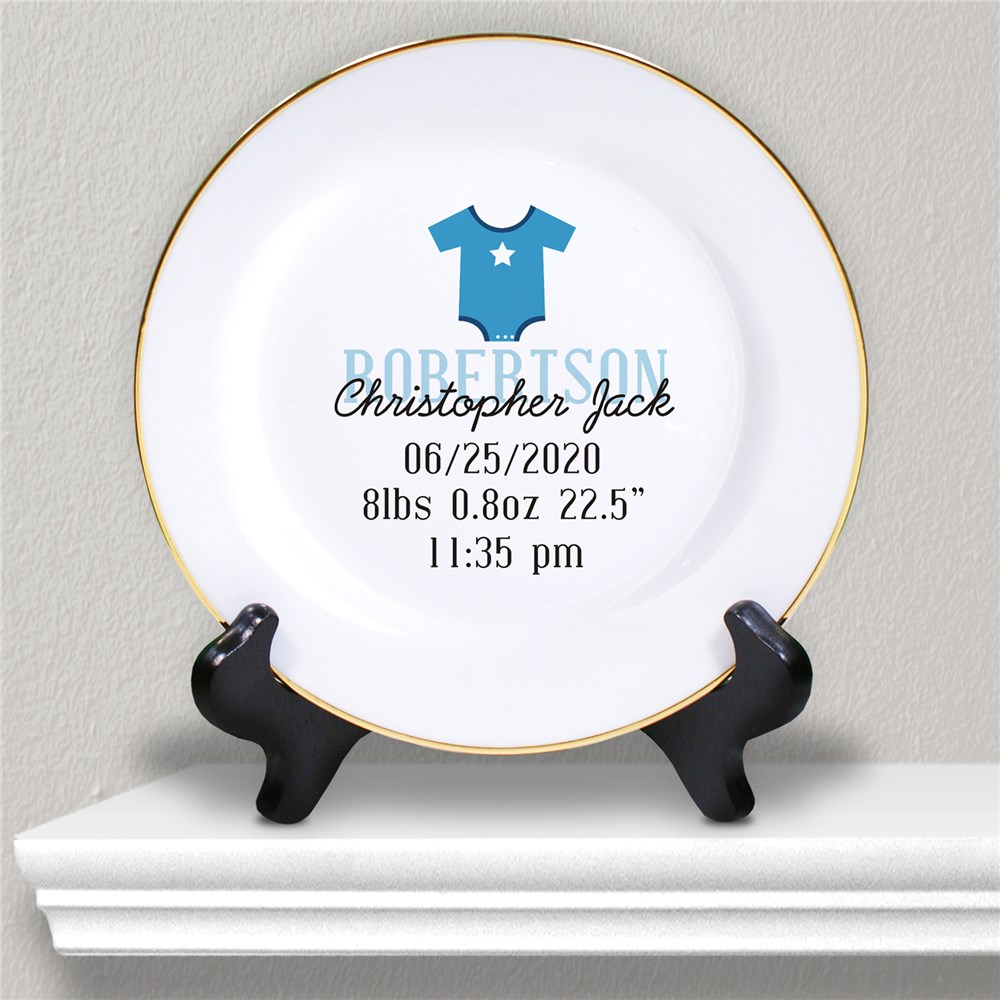 Personalized Baby Birth Announcement Ceramic Plate GiftsForYouNow