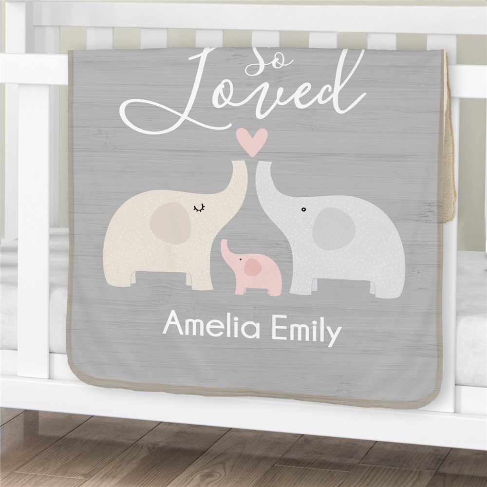personalized baby elephant sherpa blanket
