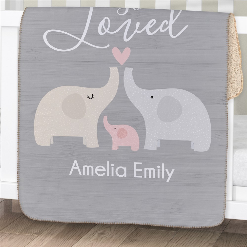 So Loved Personalized Sherpa Blanket for Baby | Personalized Baby Blanket