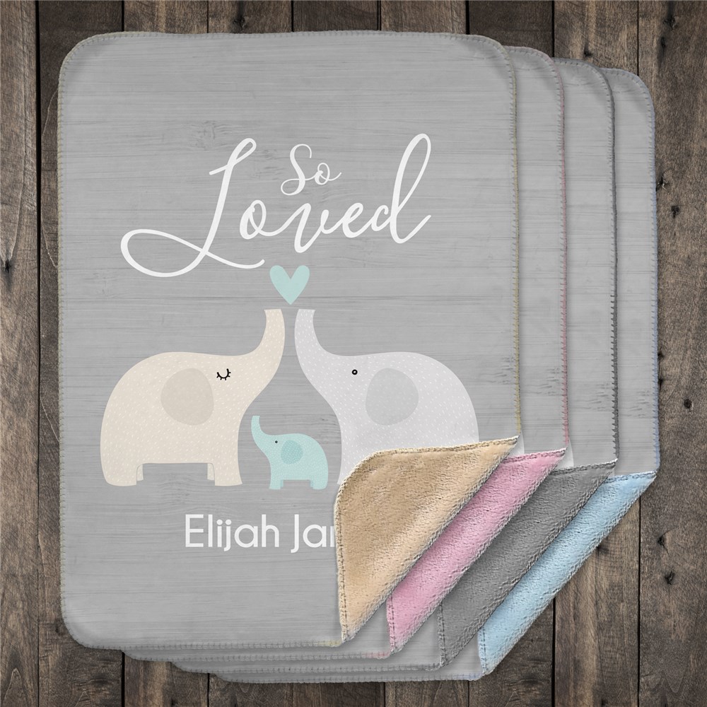 So Loved Personalized Sherpa Blanket for Baby | Personalized Baby Blanket