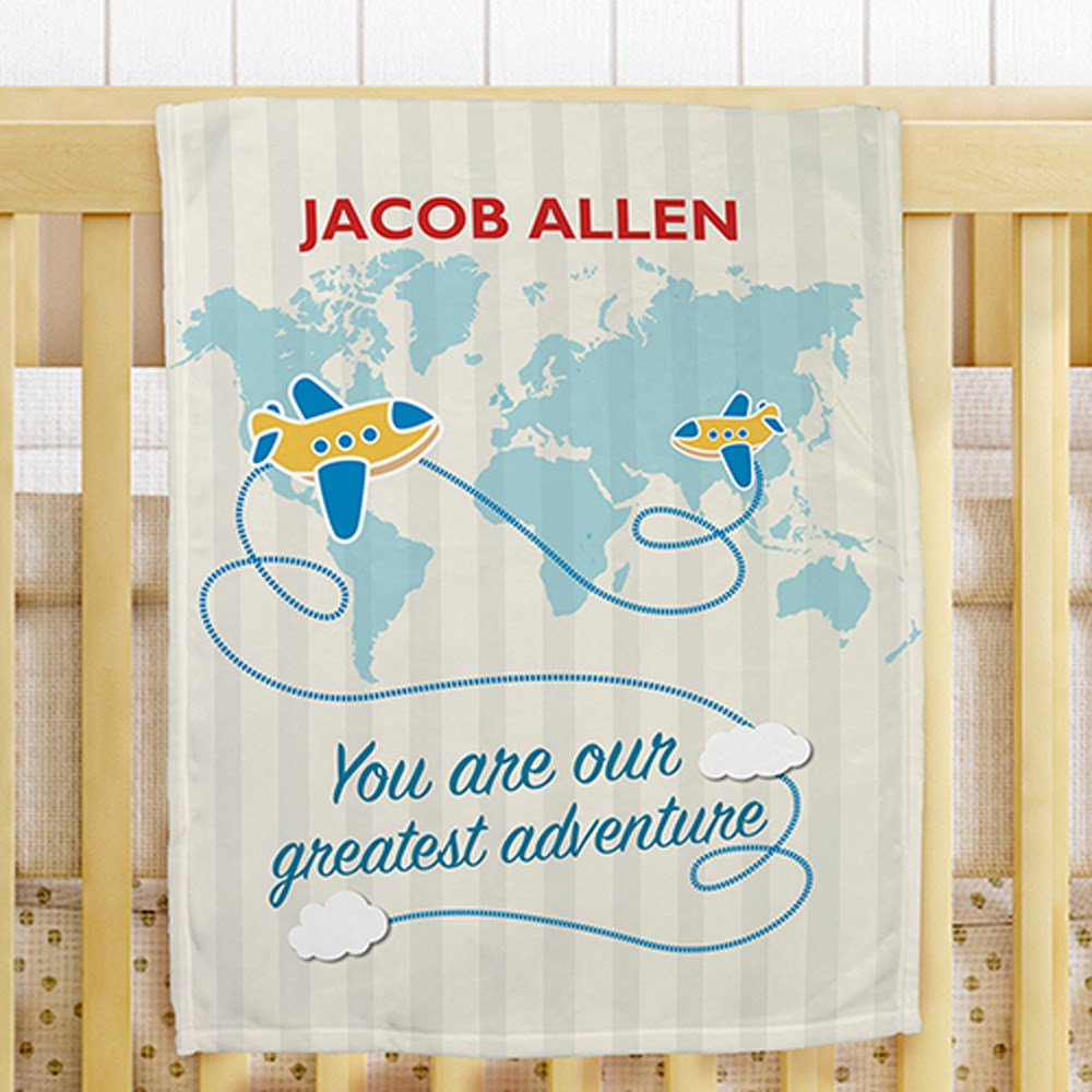 Personalized Greatest Adventure Fleece Blanket for Boys | Personalized Baby Blankets